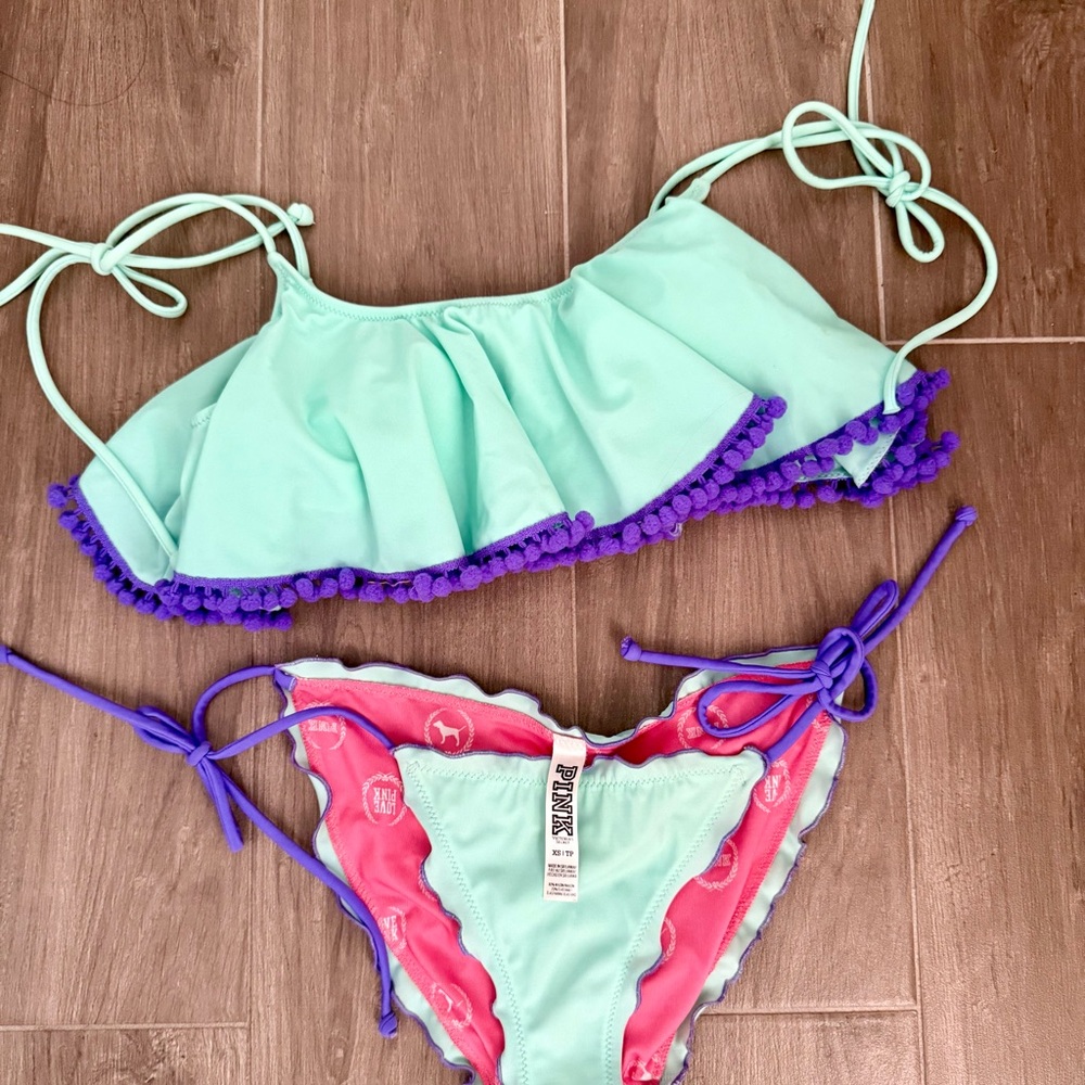 Victoria Secret PINK Mint Green and Purple bikini Set